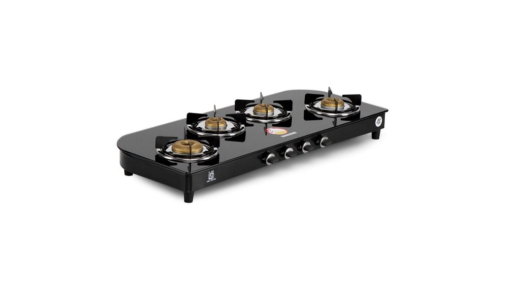 Sunshine Olympic Gold 4 Burner Gas Stove Manual Ignition (Glass Top, ISI Certified)
